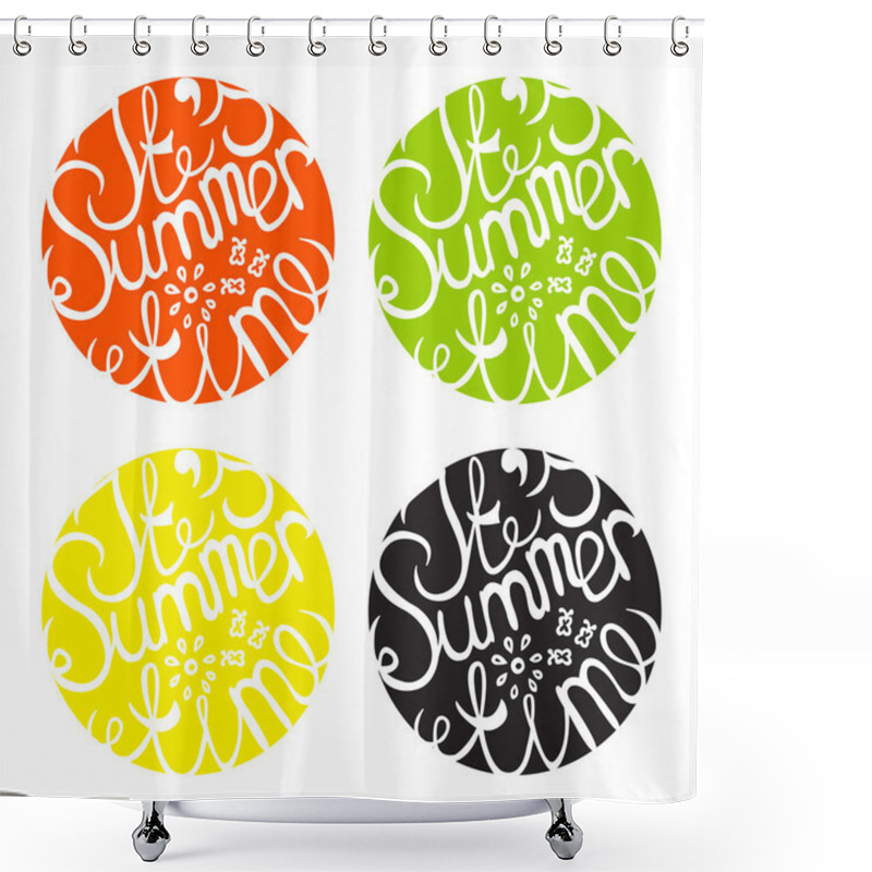 Personality  Lettering Element In Four Colors Shower Curtains