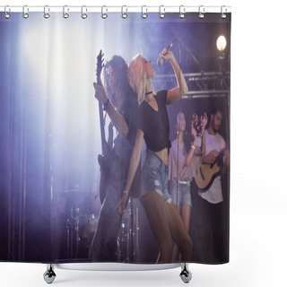 Personality  Female Singer With Male Guitarist Performing Shower Curtains