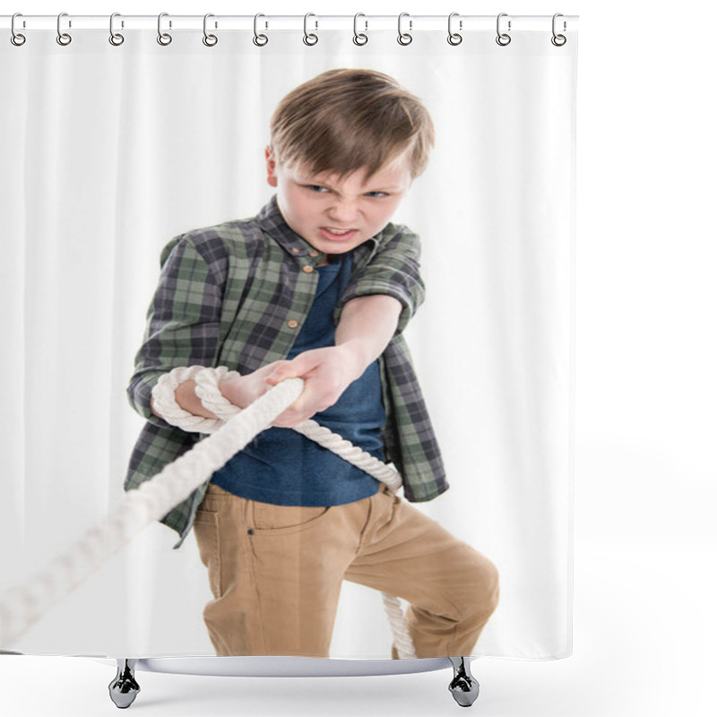 Personality  Boy Pulling Rope Shower Curtains