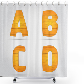 Personality  Wooden Vector Font. A, B, C, D Shower Curtains