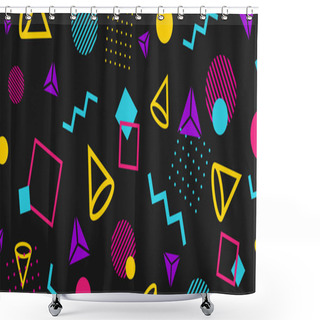 Personality  Abstract 80 Style Background With Colorful Geometric Shapes. Illustration For Hipsters Memphis Style Shower Curtains