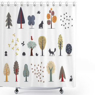Personality  Forest Trees Set Shower Curtains