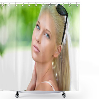 Personality  Pretty Teenage Girl Outdoor In Summer Shower Curtains