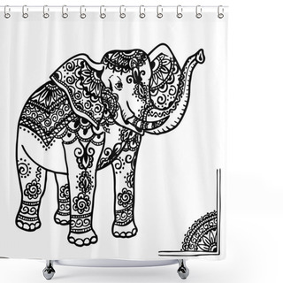 Personality  Elephant And Mehendi Ornament Shower Curtains
