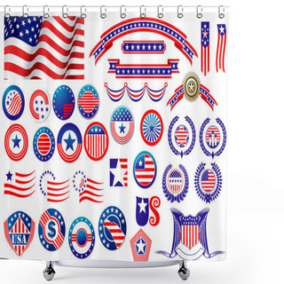 Personality  Patriotic American Badges And Labels Shower Curtains