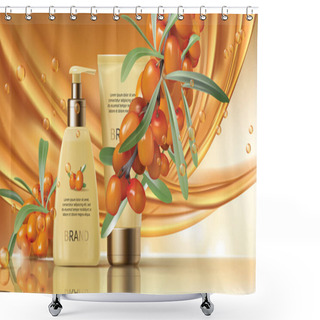 Personality  Sea Buckthorn Cosmetics Vector Realistic Shower Curtains