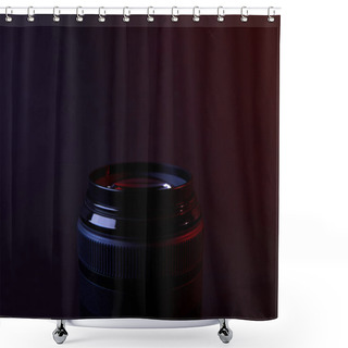 Personality  One Camera Lens On Dark Surface Shower Curtains