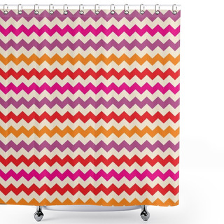 Personality  Vector Chevron Seamless Colorful Pattern Or Tile Background With Zig Zag Red, Purple, Pink And Orange Stripes On White Background. Shower Curtains