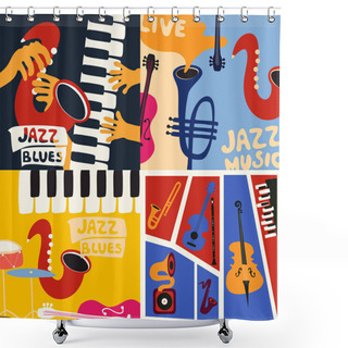 Personality  Vector Illustration Design Of Abstract Doodle Background With Music Instruments  Shower Curtains