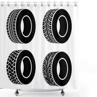 Personality  Black Tyre Symbols Shower Curtains