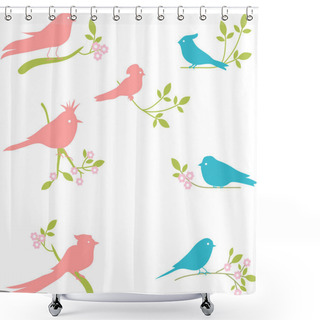 Personality  Vector Collection Of Bird Silhouettes Shower Curtains