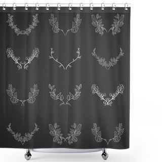 Personality  Set Of Hand Drawn Vector Floral Elements. Shower Curtains