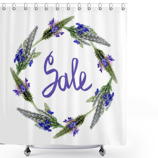 Personality  Blue Violet Lavender Floral Botanical Flower. Wild Spring Leaf Wildflower Isolated. Watercolor Background Illustration Set. Watercolour Drawing Fashion Aquarelle. Frame Border Ornament Square. Shower Curtains