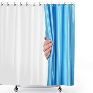 Personality  Hand Opening Curtain Isolated On White  Shower Curtains