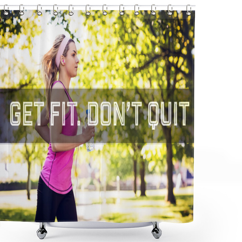 Personality  Fit Blonde Jogging In The Park Shower Curtains