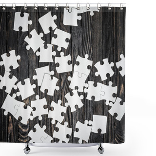 Personality  White Puzzle Pieces On Dark Background Shower Curtains