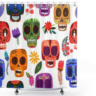 Personality  Mexican Day Of Dead Pattern Shower Curtains