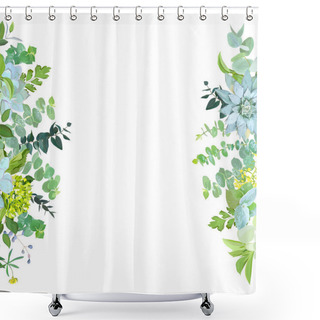 Personality  Vertical Sides Botanical Vector Design Banner. Shower Curtains