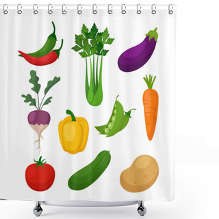 Personality  Vegetable Object Element For Cooking Food Vegan Farm Product Shower Curtains