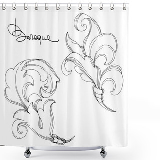 Personality  Vector Baroque Monogram Floral Ornament. Black And White Engraved Ink Art. Isolated Ornament Illustration Element. Shower Curtains