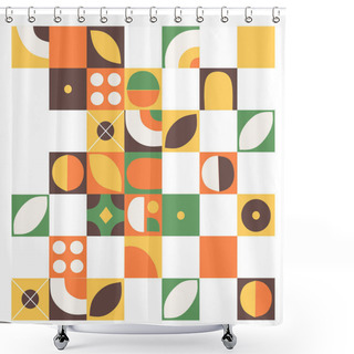 Personality  Flat Pattern Squares Background Flat Vector Illustration. Retro Funky Graphic. Shower Curtains