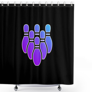 Personality  Bowling Pins Blue Gradient Vector Icon Shower Curtains