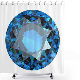 Personality  Round Swiss Blue Topaz Isolated On White Background. Gemstone Shower Curtains