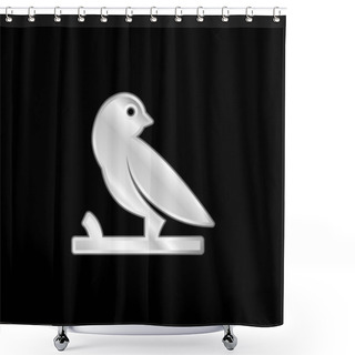 Personality  Bird On A Branch Silver Plated Metallic Icon Shower Curtains