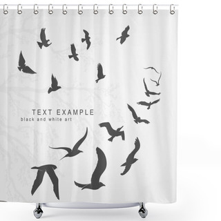 Personality  Wedge Of Birds Flying Shower Curtains