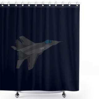 Personality  Illustration Of Grey Unmanned Aerial Vehicle With Ukrainian Trident Symbol Isolated On Black  Shower Curtains