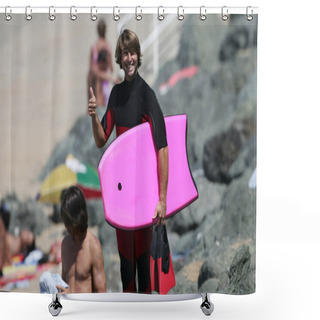 Personality  Bodyboarder Shower Curtains