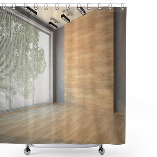 Personality  Empty Room With Wooden  Wall 3D Shower Curtains