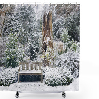 Personality  Park Bench In Snow Shower Curtains