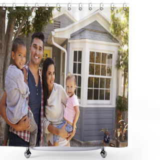 Personality  Family Standing Outside Home Shower Curtains
