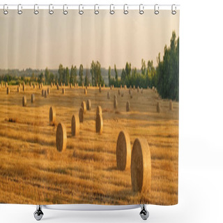 Personality  Hay-roll  In Golden Field Landscape Shower Curtains