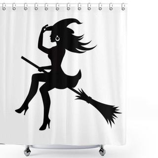 Personality  Witch On A Broomstick Shower Curtains