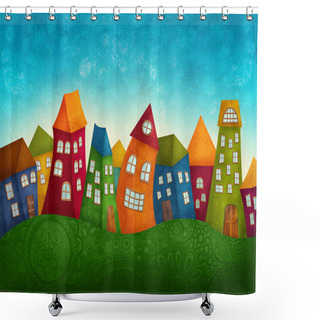 Personality  Fantasy Colorful Houses  Shower Curtains