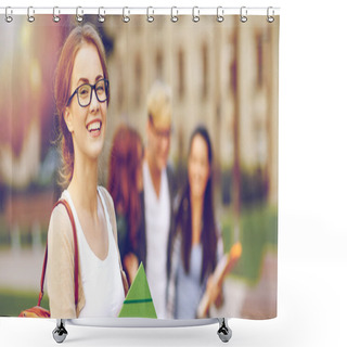 Personality  Happy Teenage Students With School Folders Shower Curtains