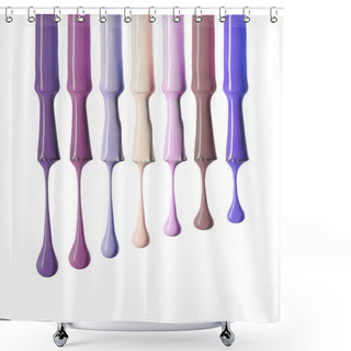 Personality  Wet Brushes With Dripping Colorful Nail Polish Isolated On White Shower Curtains