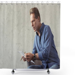 Personality  Pensive Middle Aged Artist Shower Curtains