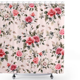 Personality  Red And Pink Roses Pattern Shower Curtains