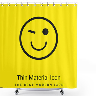 Personality  Blink Emoticon Face Minimal Bright Yellow Material Icon Shower Curtains