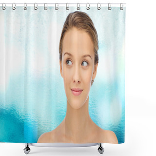 Personality  Smiling Young Woman Face And Shoulders Shower Curtains