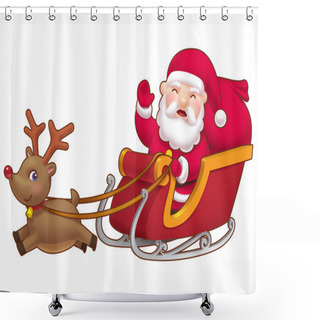 Personality  Cute Little Santa Sleight Shower Curtains