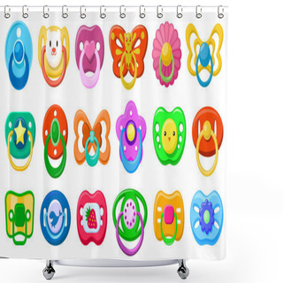 Personality  Pacifier Isolated Cartoon Set Icon. Cartoon Set Icon Soother . Vector Illustration Pacifier On White Background. Shower Curtains