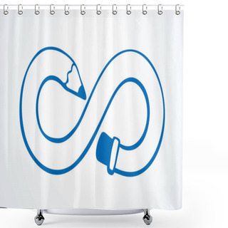 Personality  Pencil In The Form Of Infinity. Vector Drawing Shower Curtains