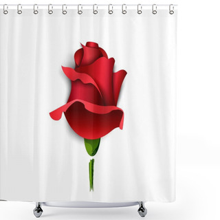 Personality  Paper Burgundy Rose On A White Background. Greeting Card Shower Curtains