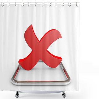 Personality  3D Red Cross Mark In Chrome Checkbox. Shower Curtains