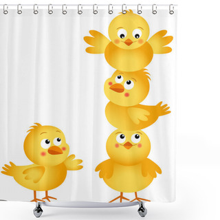 Personality  Cute Chicks Stacked On Top Of Each Other Shower Curtains