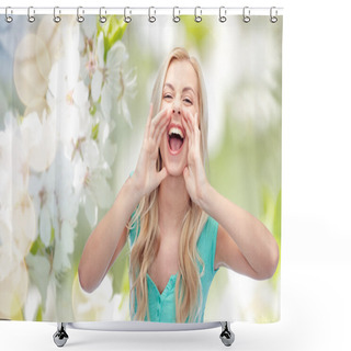 Personality  Young Woman Or Teenage Girl Shouting Shower Curtains